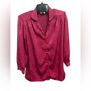 Vintage Chic Red Floral Women's Blouse